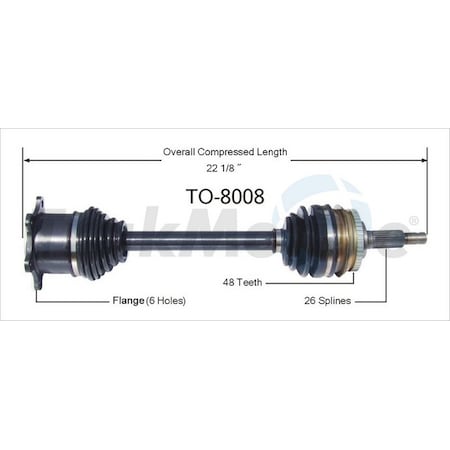 Surtrack Axle Cv Axle Shaft, To-8008 TO-8008